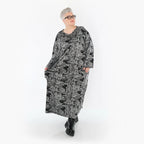  AKH Premium Kleid in gerader Form, aus Viskose, P1014.7137, Grau/Schwarz, Streifen, Schick