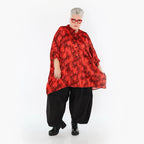  AKH Premium Bluse in kastiger Form, aus Viskose, P1015.7116, Rot/Schwarz, Grafik, Schick