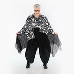  A-Form Jacke von AKH Premium aus Polyester, P1016.7147, Ecru/Schwarz, Pinselstrich, Schick