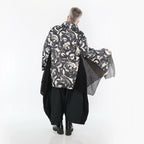  AKH Premium Jacke in Glocken-Form, aus Polyester, P1016.7148, Ecru/Schwarz, Pinselstrich