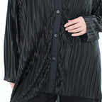  AKH Premium Bluse in Vokuhila-Form, aus Polyester, P1017.7149, Schwarz, Streifen, Schick