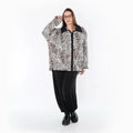  AKH Premium Bluse in gerundeter Form, aus Polyester, P1018.7151, Ecru/Braun/Schwarz