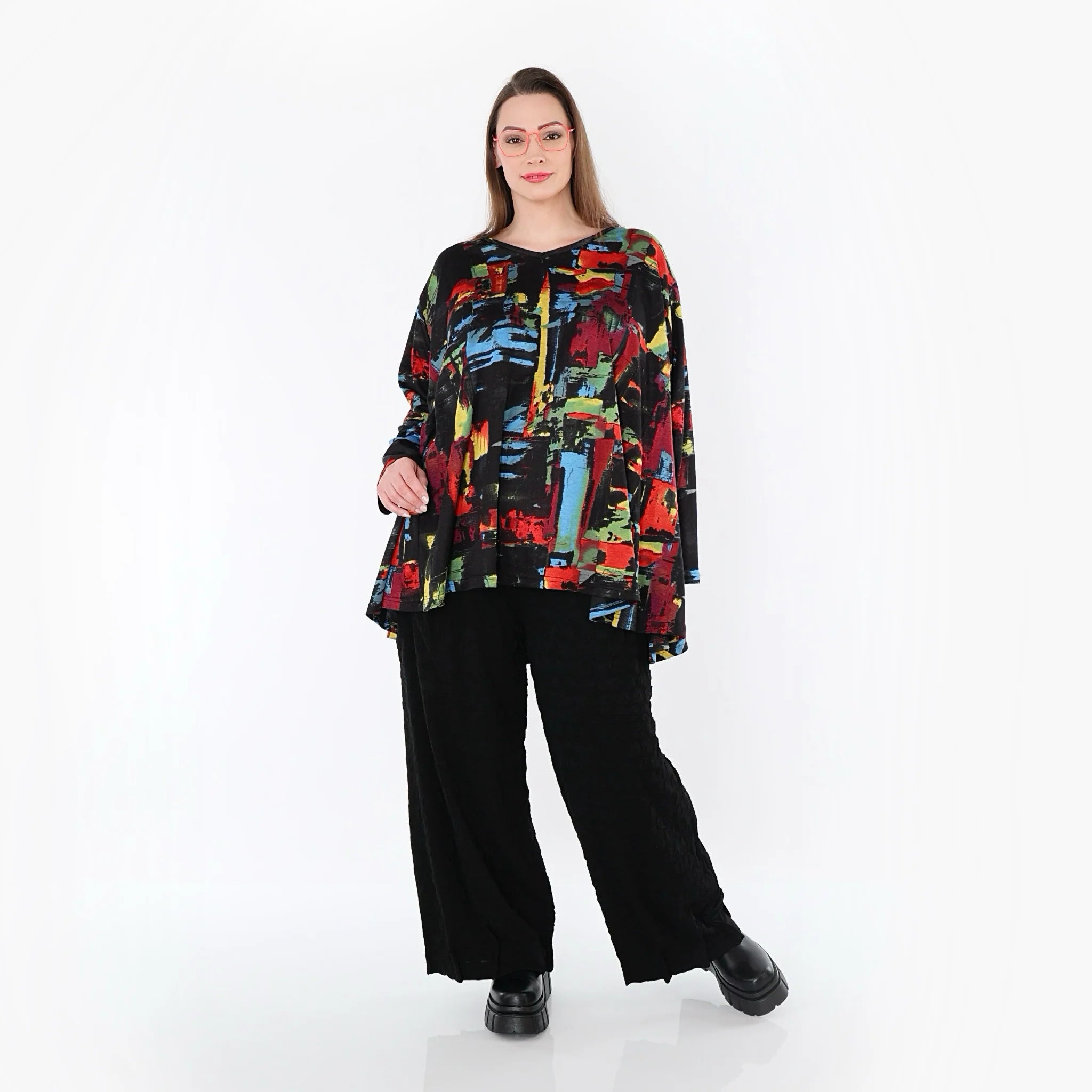 Ballonhose von AKH Premium aus Viskose, P1020.7007, Schwarz, Punkte, Ausgefallen, Zeitlos