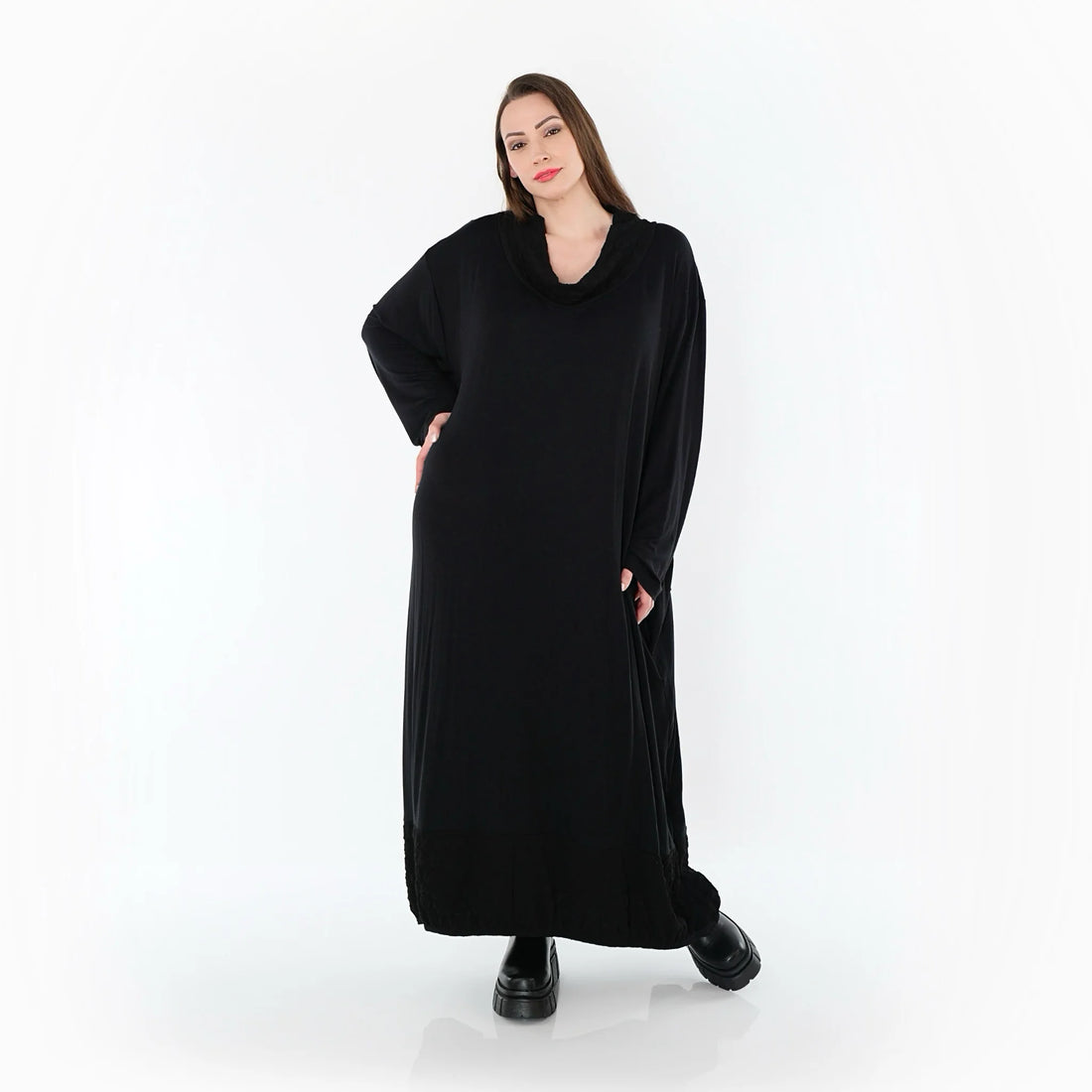 Ballonkleid von AKH Premium aus Viskose, P1020.7156, Schwarz, Punkte, Ausgefallen, Zeitlos
