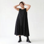 Luftiges Ballon Kleid aus fein leichter Popeline im ausgefallenen Lagenlook mit Punkten, Schwarz/Weiß