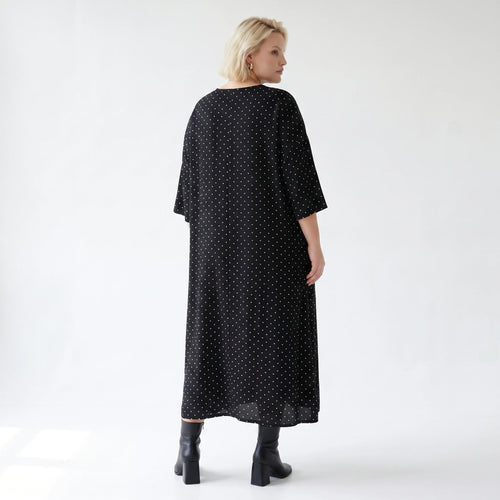 Ausgefallenes Ballon Kleid im modernen Lagenlook aus feiner, luftiger Popeline Qualität, Schwarz/Weiß