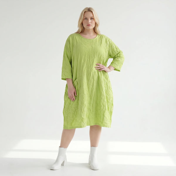 Luftiges Ballon Kleid im ausgefallenen Lagenlook aus leichter Popeline mit raffinierten Details, Apfelgrün