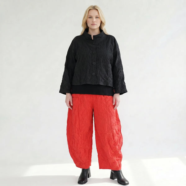 Ausgefallene Ballon Hose im Lagenlook aus leichter Popeline mit tiefen Taschen und luftigem Komfort, Rot