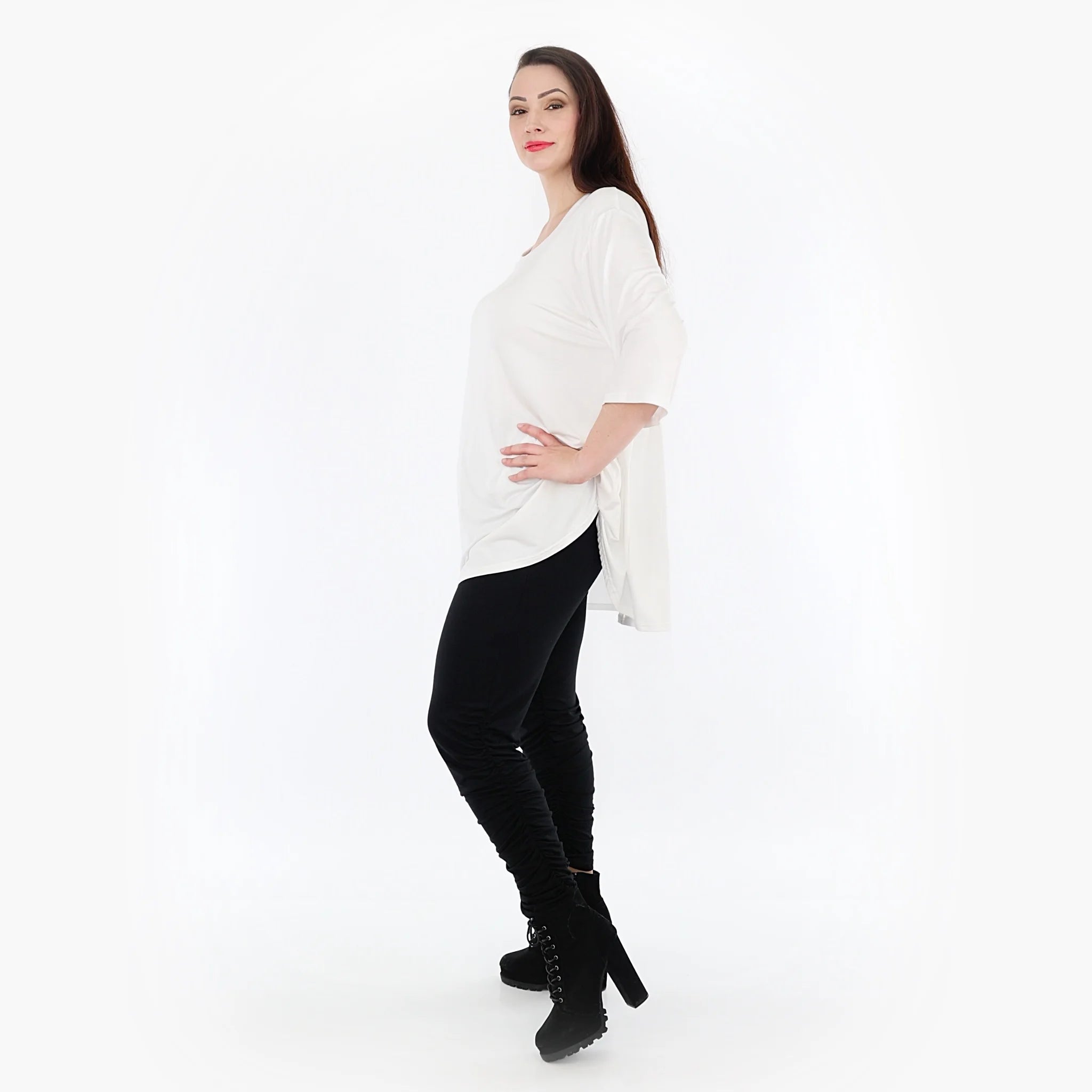  Geraffte Leggings von AKH Fashion aus Viskose, 1233.06580, Schwarz, Schick, Modern, Bequem
