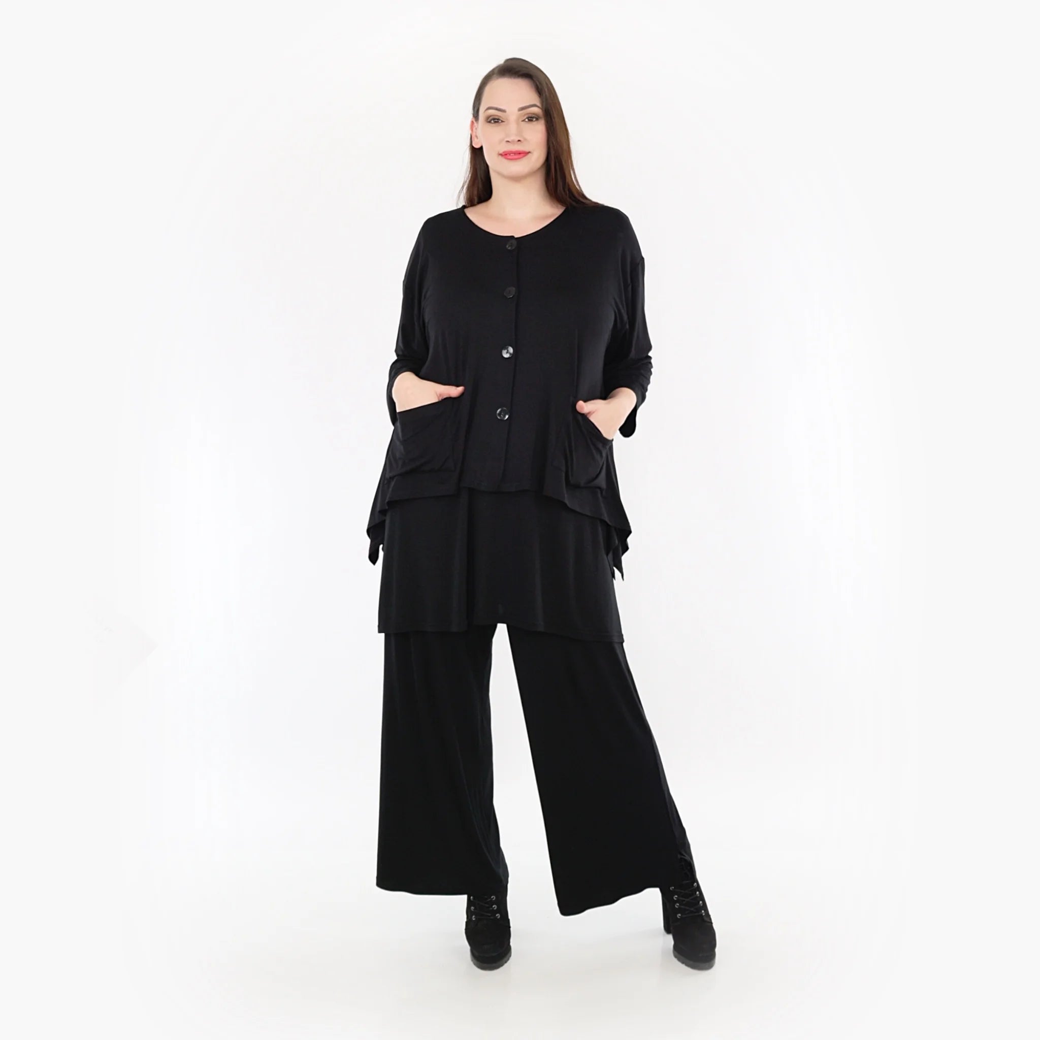  A-Form Jacke von AKH Fashion aus Viskose, 1233.00118, Schwarz, Schick, Modern, Bequem