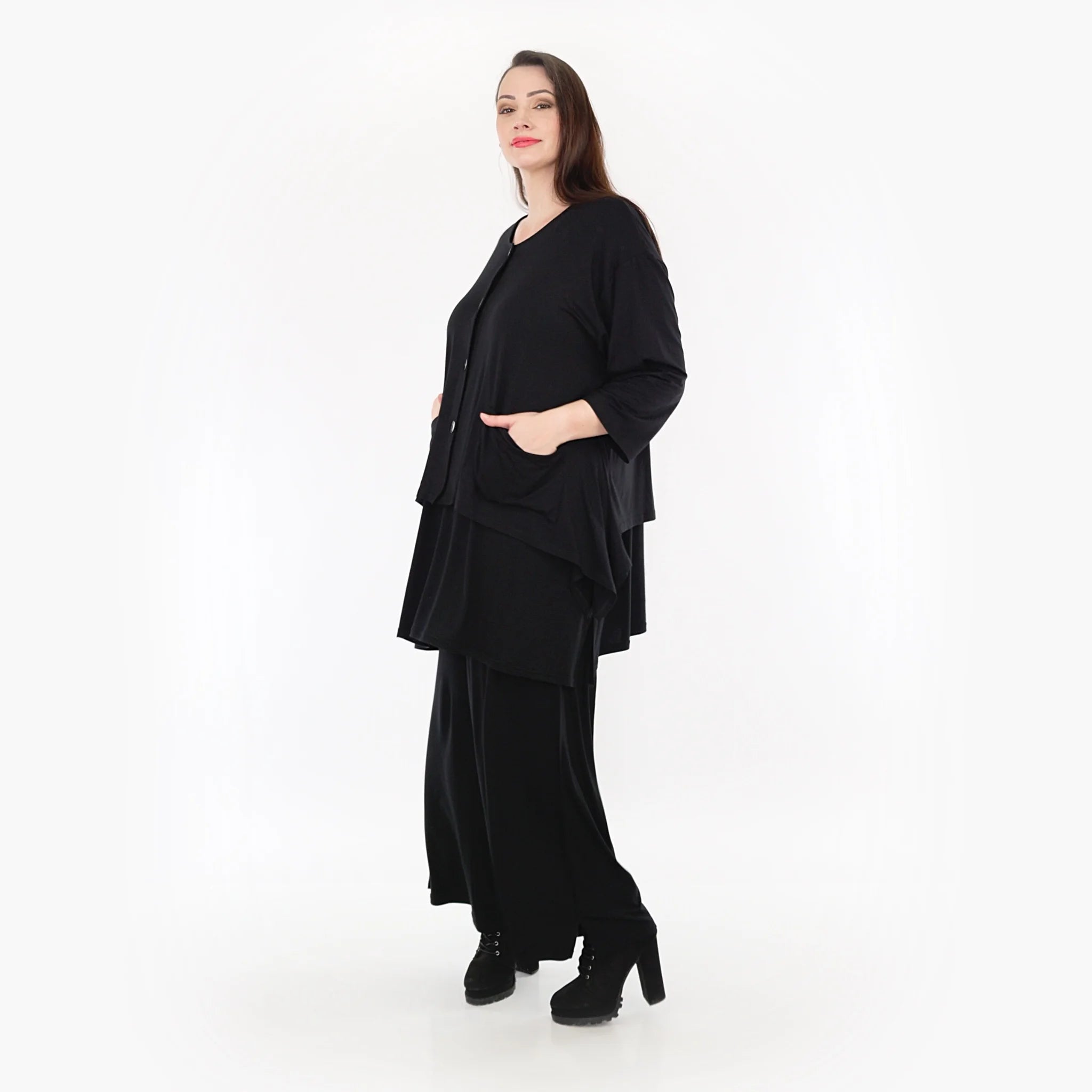  A-Form Jacke von AKH Fashion aus Viskose, 1233.00118, Schwarz, Schick, Modern, Bequem