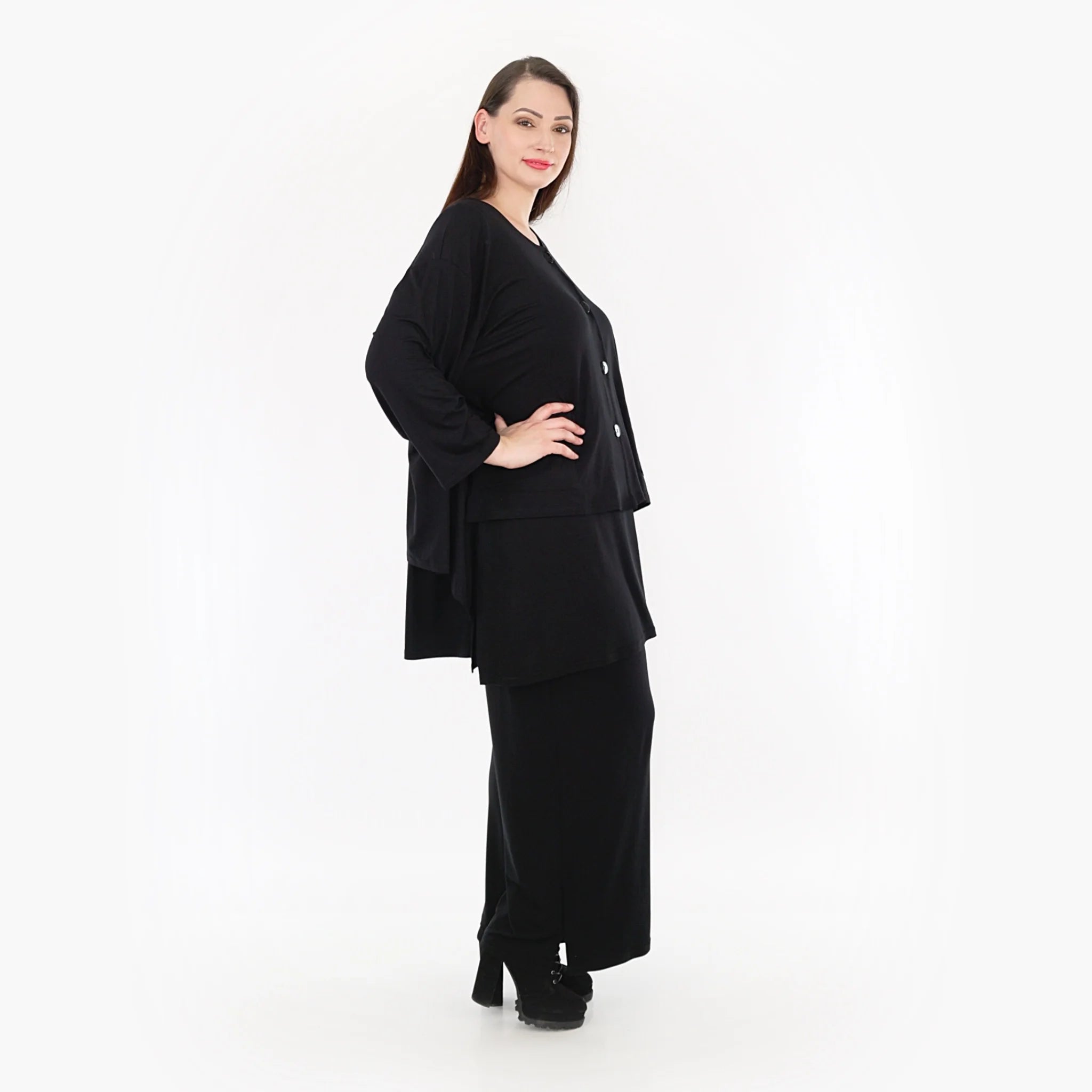  A-Form Jacke von AKH Fashion aus Viskose, 1233.00118, Schwarz, Schick, Modern, Bequem