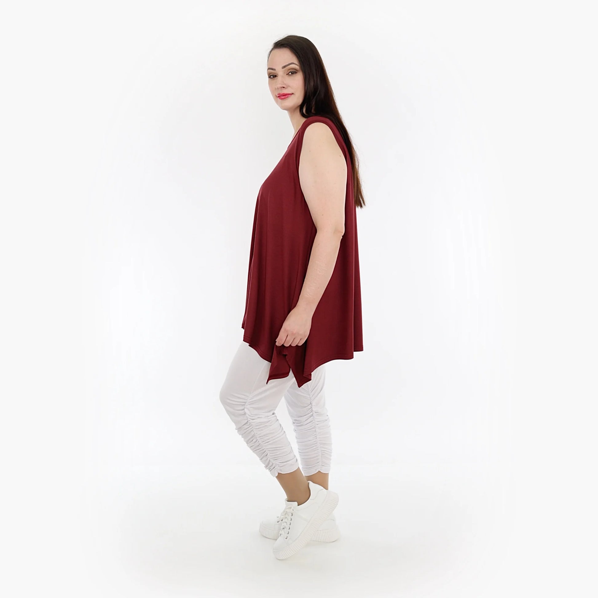  A-Form Top von AKH Fashion aus Viskose, 1233.03071, Burgundy, Unifarben, Schick, Modern