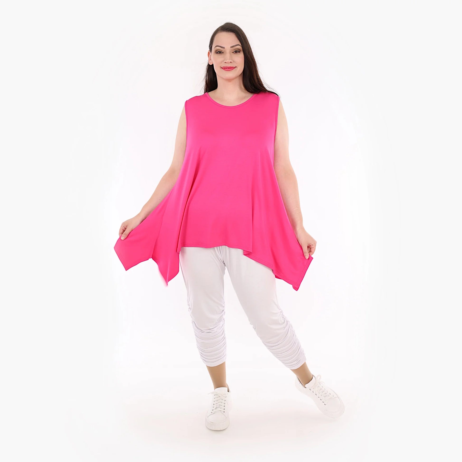  A-Form Top von AKH Fashion aus Viskose, 1233.03071, Fuchsia, Unifarben, Schick, Modern