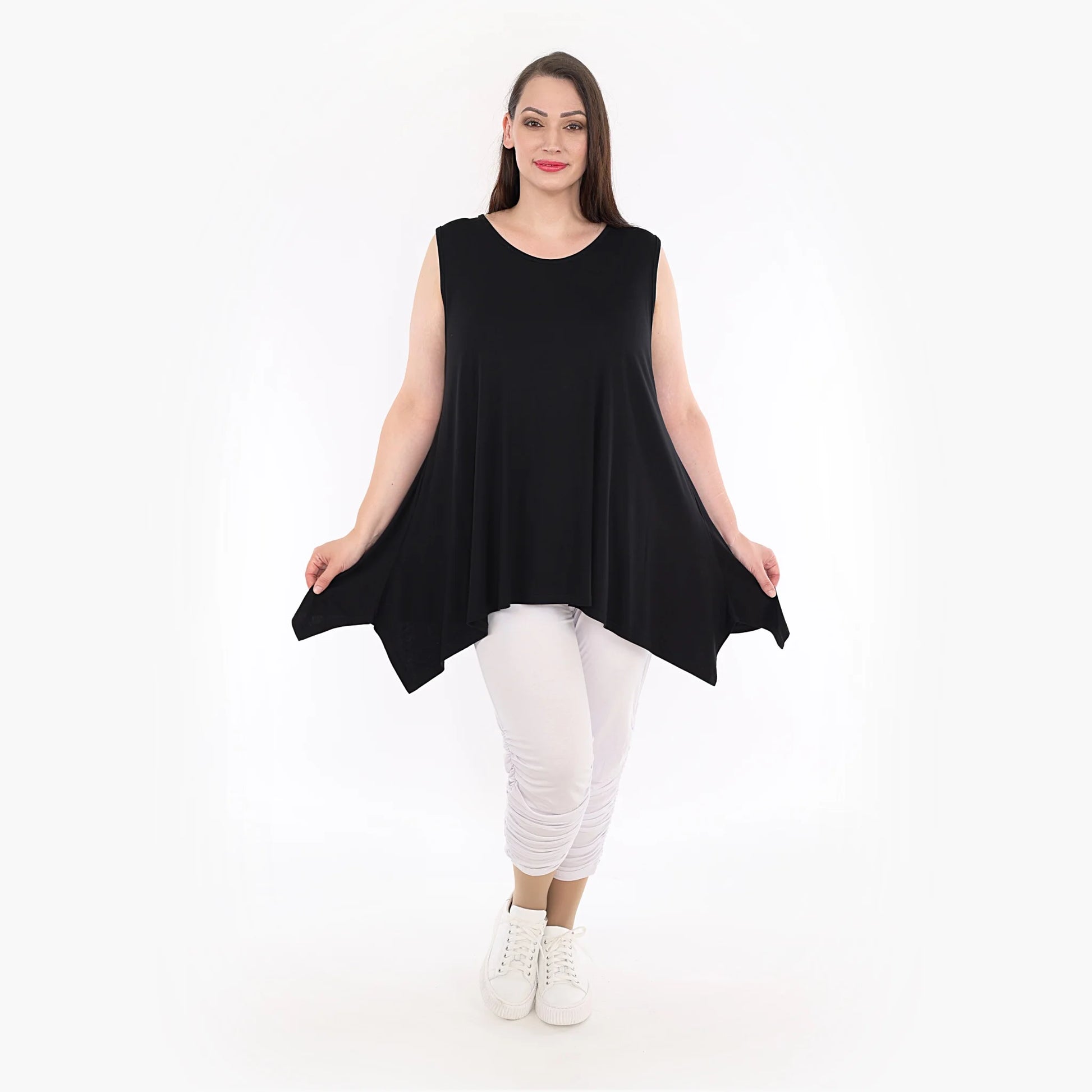  A-Form Top von AKH Fashion aus Viskose, 1233.03071, Schwarz, Unifarben, Schick, Modern