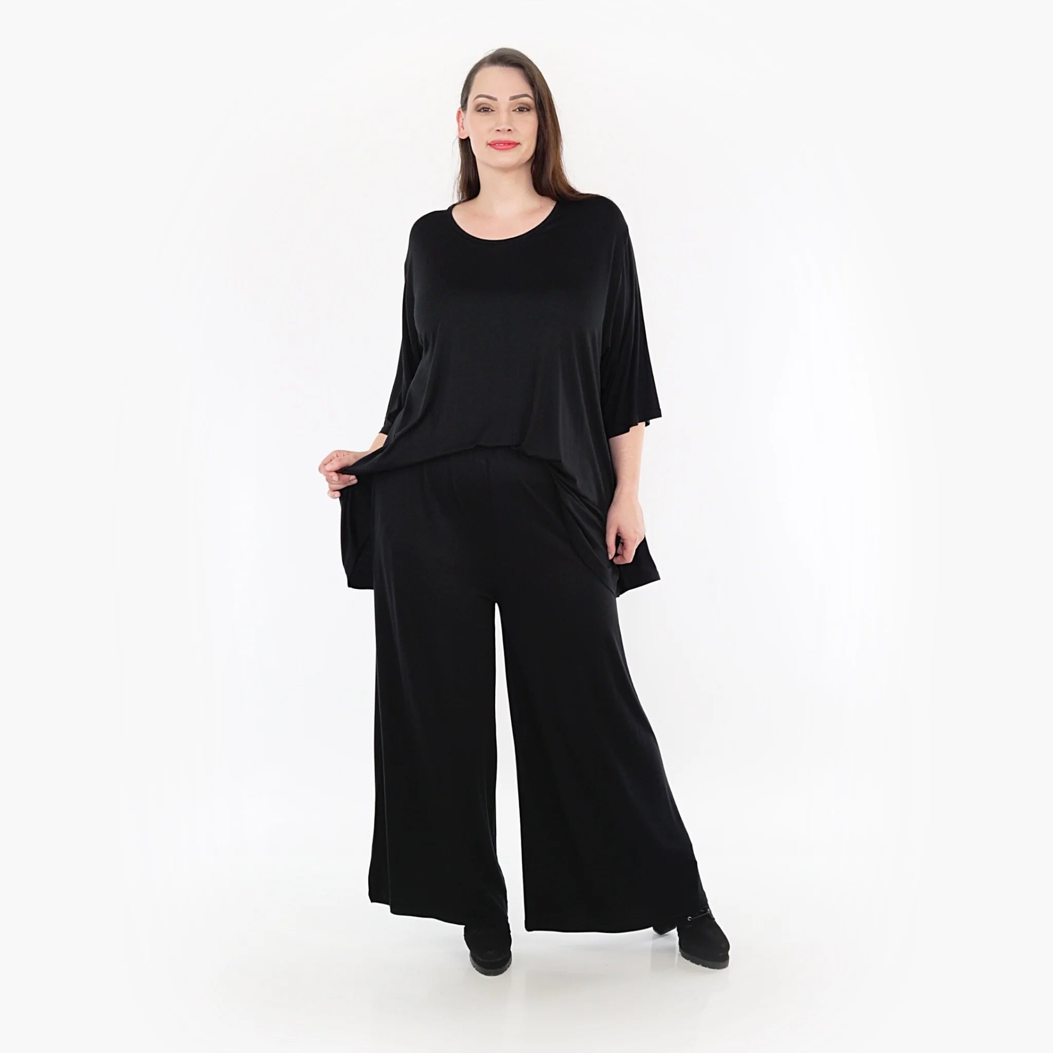  AKH Fashion Hose in gerader Form, aus Viskose, 1233.06946, Schwarz, Schick, Modern, Bequem