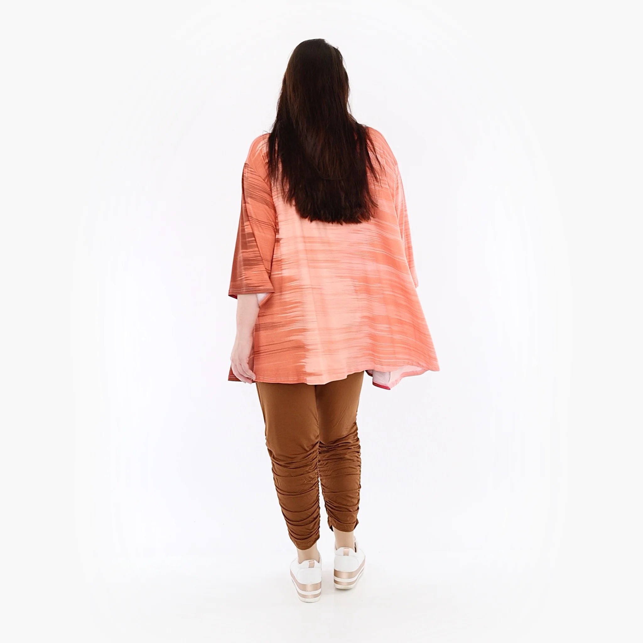 A-Form Bigshirt von AKH Fashion aus Viskose, 1249.00593, Koralle-Orange, Batik, Schick