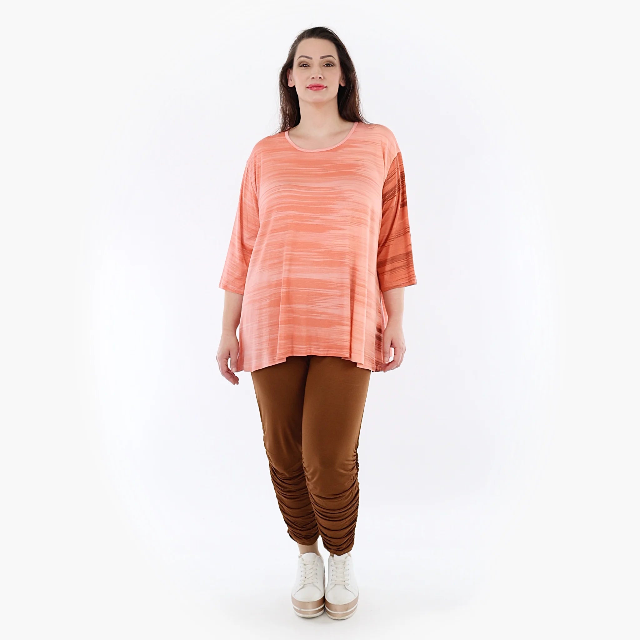  AKH Fashion Shirt in Glocken-Form, aus Viskose, 1249.01892, Koralle-Orange, Batik, Schick