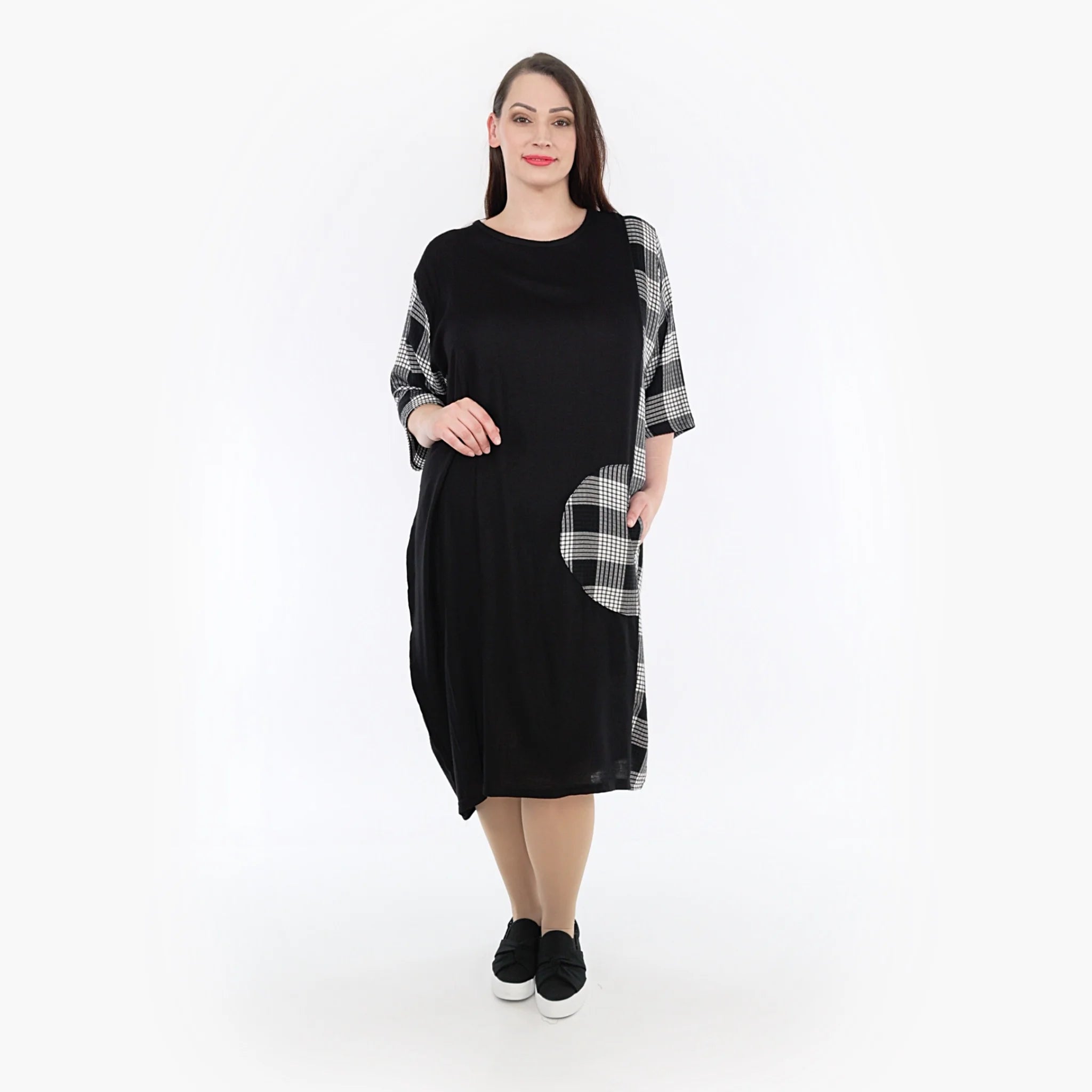  Ballonkleid von AKH Fashion aus Viskose, 1269.06943, Schwarz-Grau-Weiß, Schick, Modern
