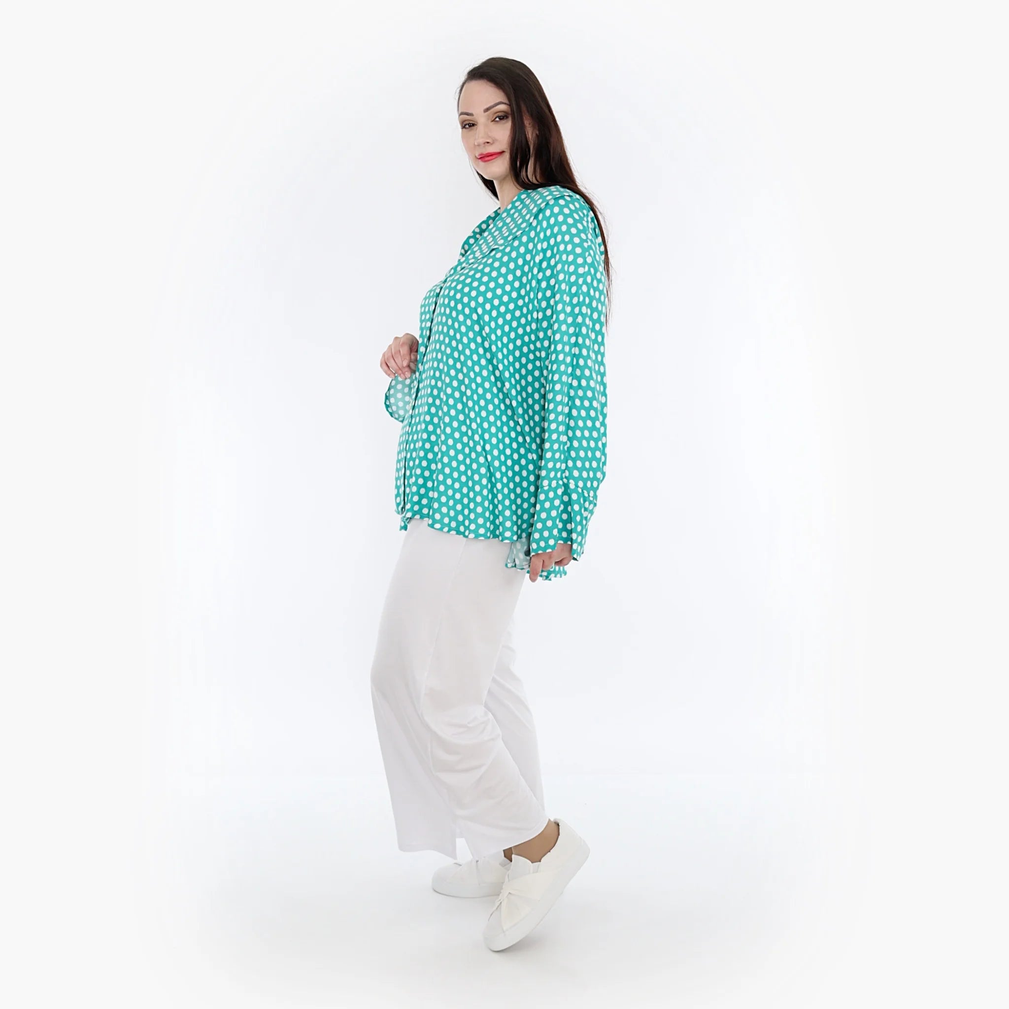  AKH Fashion Jacke in gerundeter Form, aus Viskose, 1273.00140, Mint-Weiß, Schick, Modern