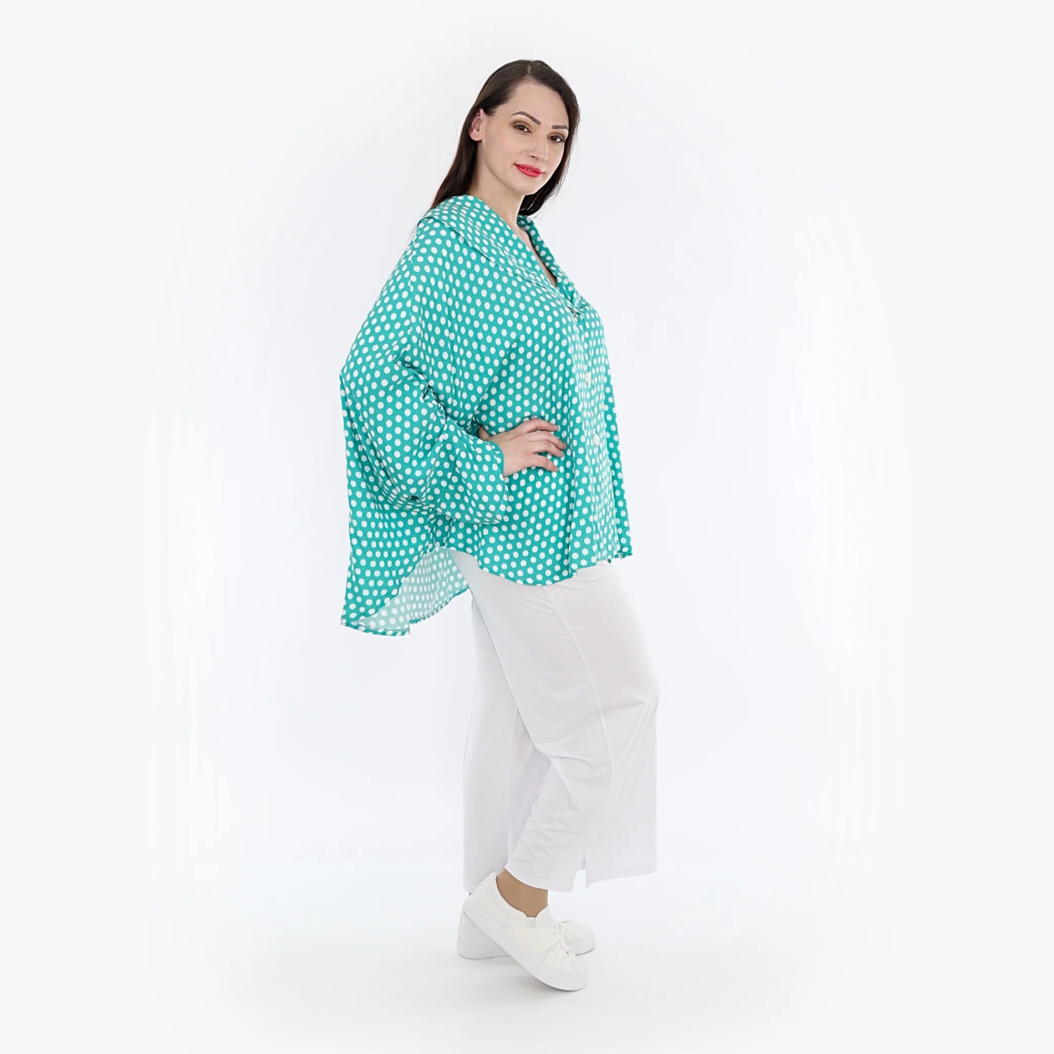  AKH Fashion Jacke in gerundeter Form, aus Viskose, 1273.00140, Mint-Weiß, Schick, Modern