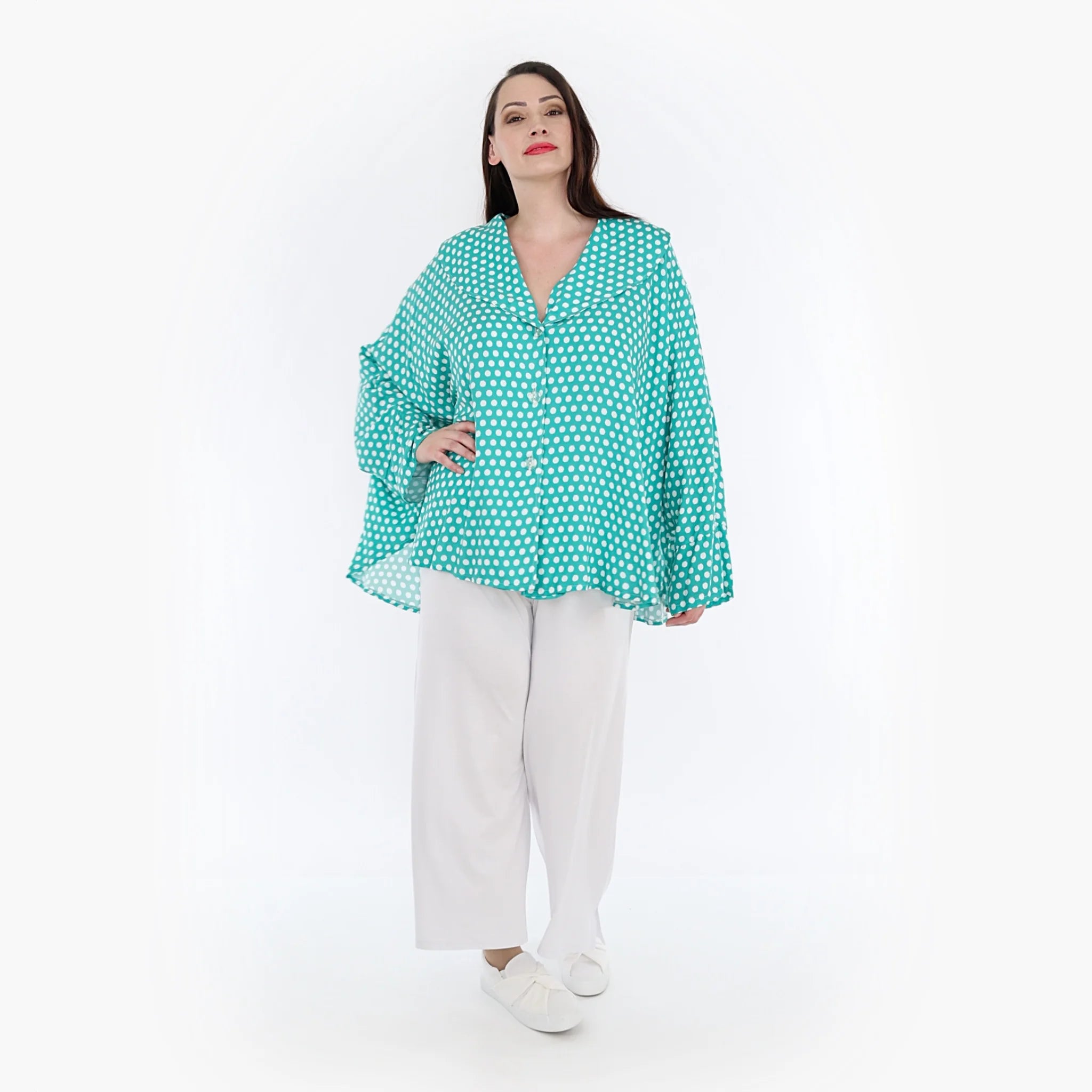  AKH Fashion Jacke in gerundeter Form, aus Viskose, 1273.00140, Mint-Weiß, Schick, Modern