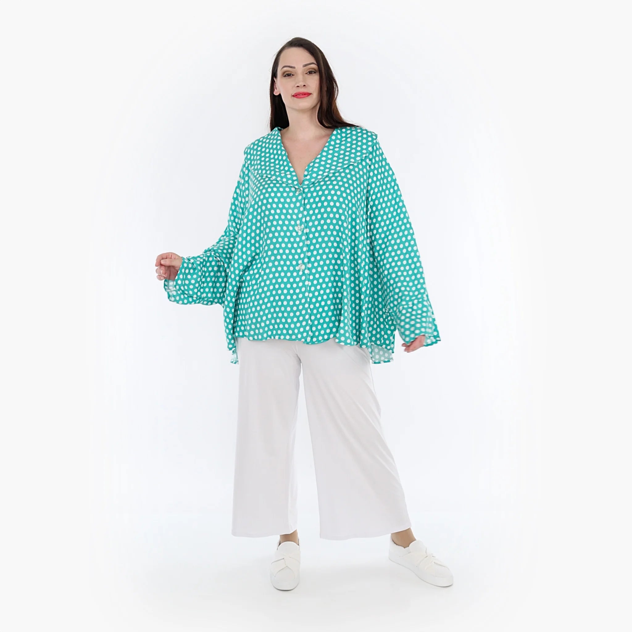  AKH Fashion Jacke in gerundeter Form, aus Viskose, 1273.00140, Mint-Weiß, Schick, Modern