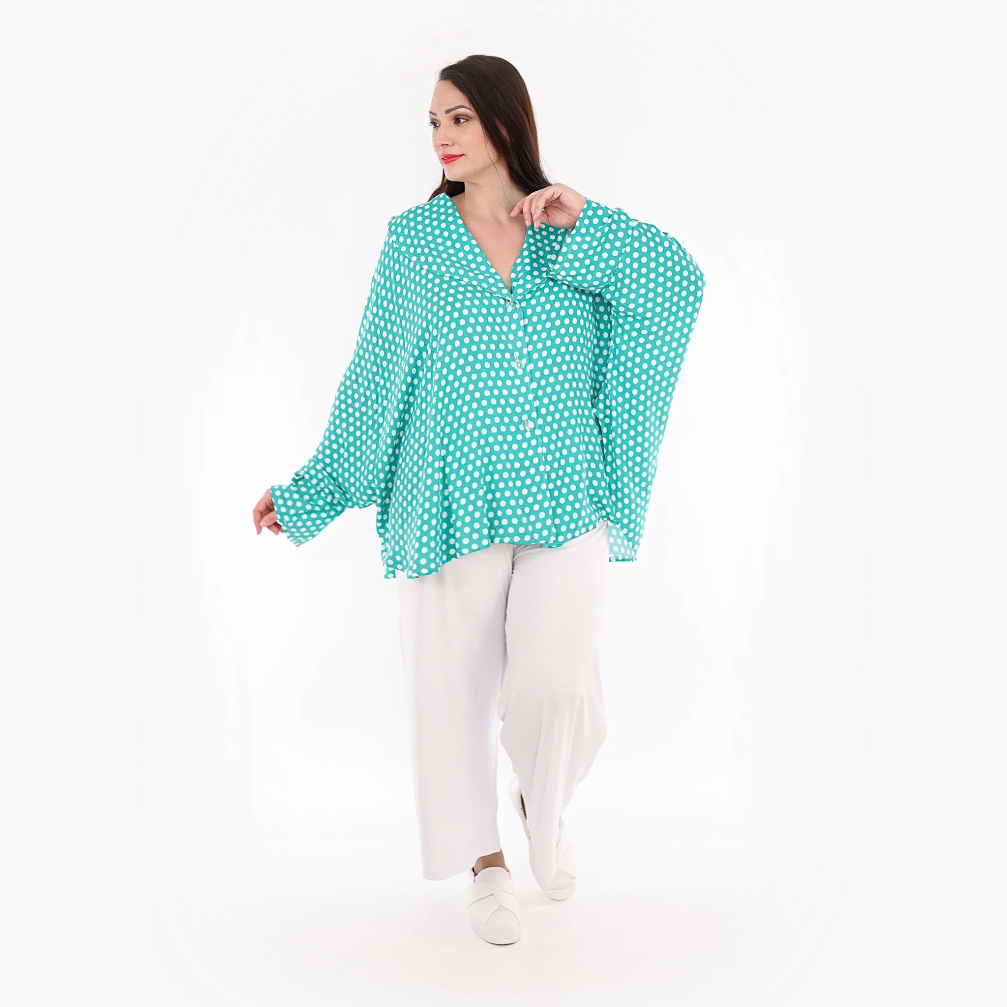  AKH Fashion Jacke in gerundeter Form, aus Viskose, 1273.00140, Mint-Weiß, Schick, Modern