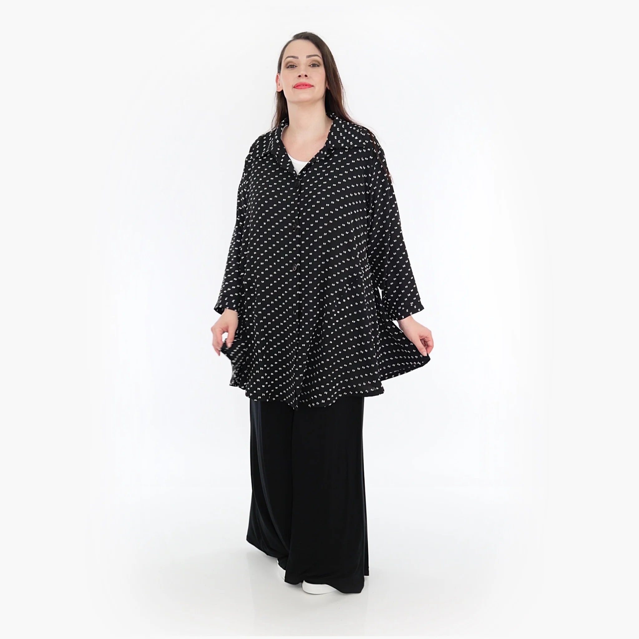  AKH Fashion Jacke in Glocken-Form, aus Viskose, 1315.06940, Schwarz-Weiß, Schick, Modern