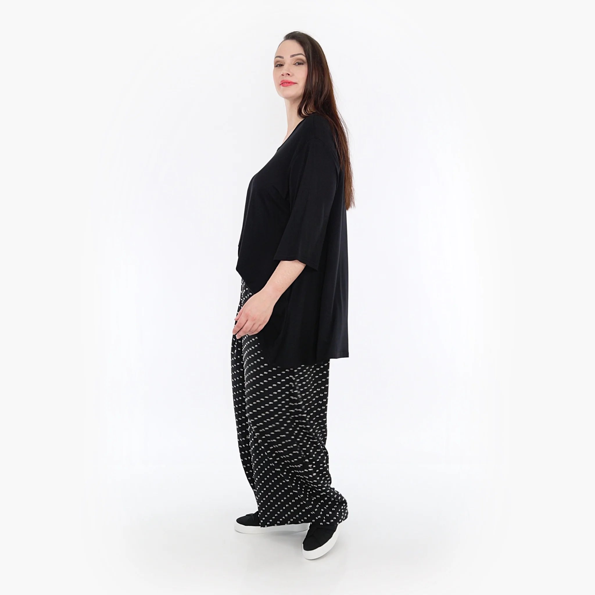  AKH Fashion Hose in gerader Form, aus Viskose, 1315.06941, Schwarz-Weiß, Schick, Modern