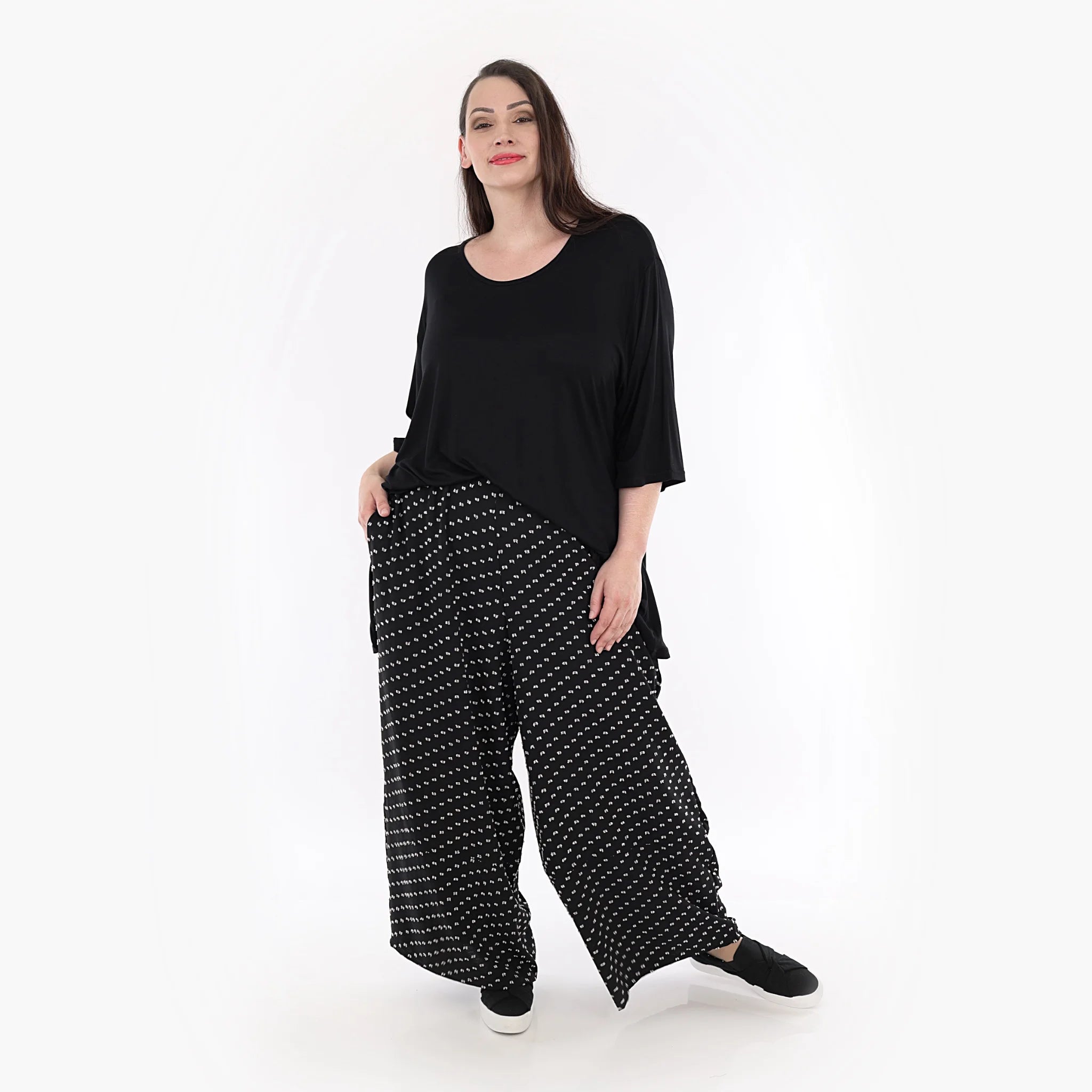  AKH Fashion Hose in gerader Form, aus Viskose, 1315.06941, Schwarz-Weiß, Schick, Modern