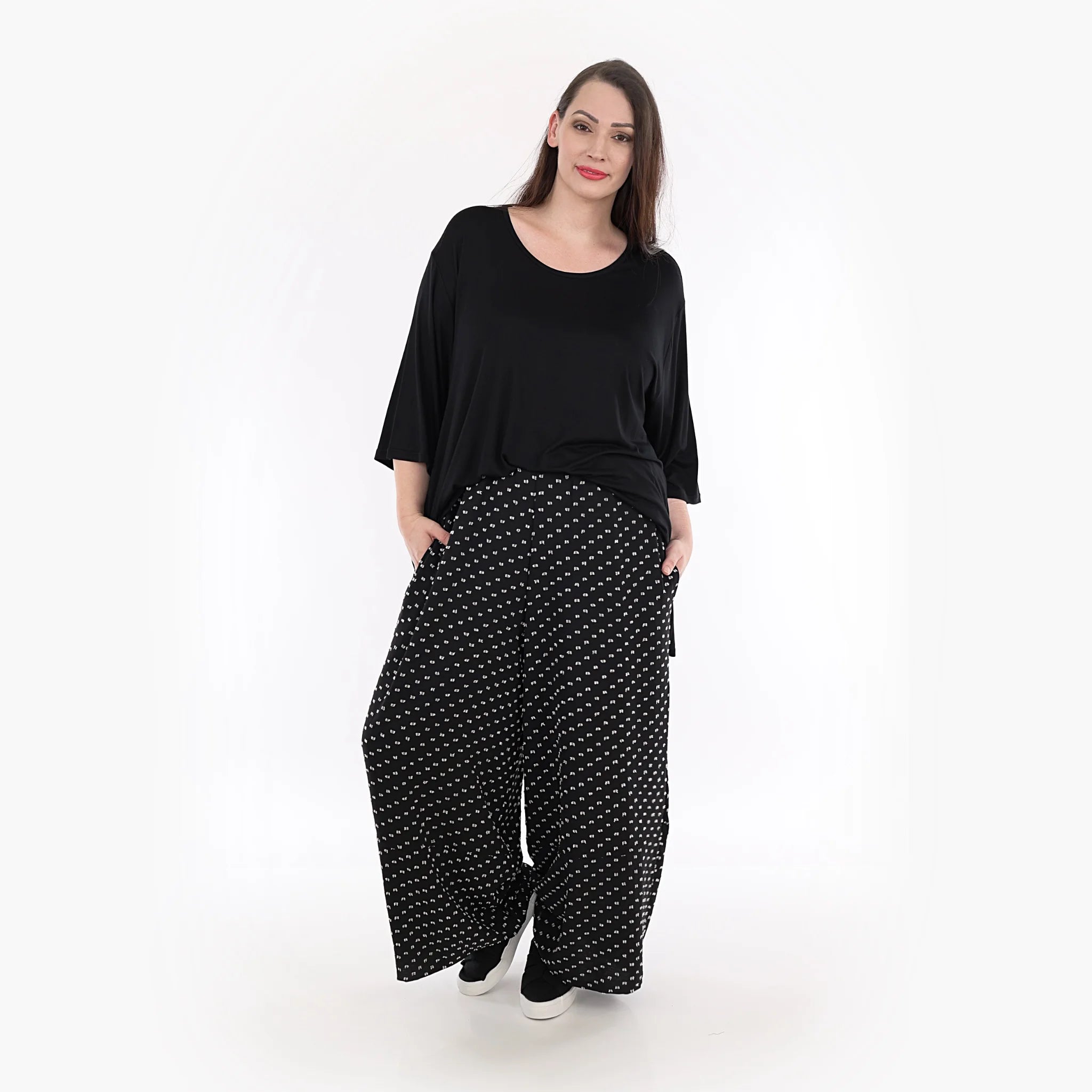  AKH Fashion Hose in gerader Form, aus Viskose, 1315.06941, Schwarz-Weiß, Schick, Modern