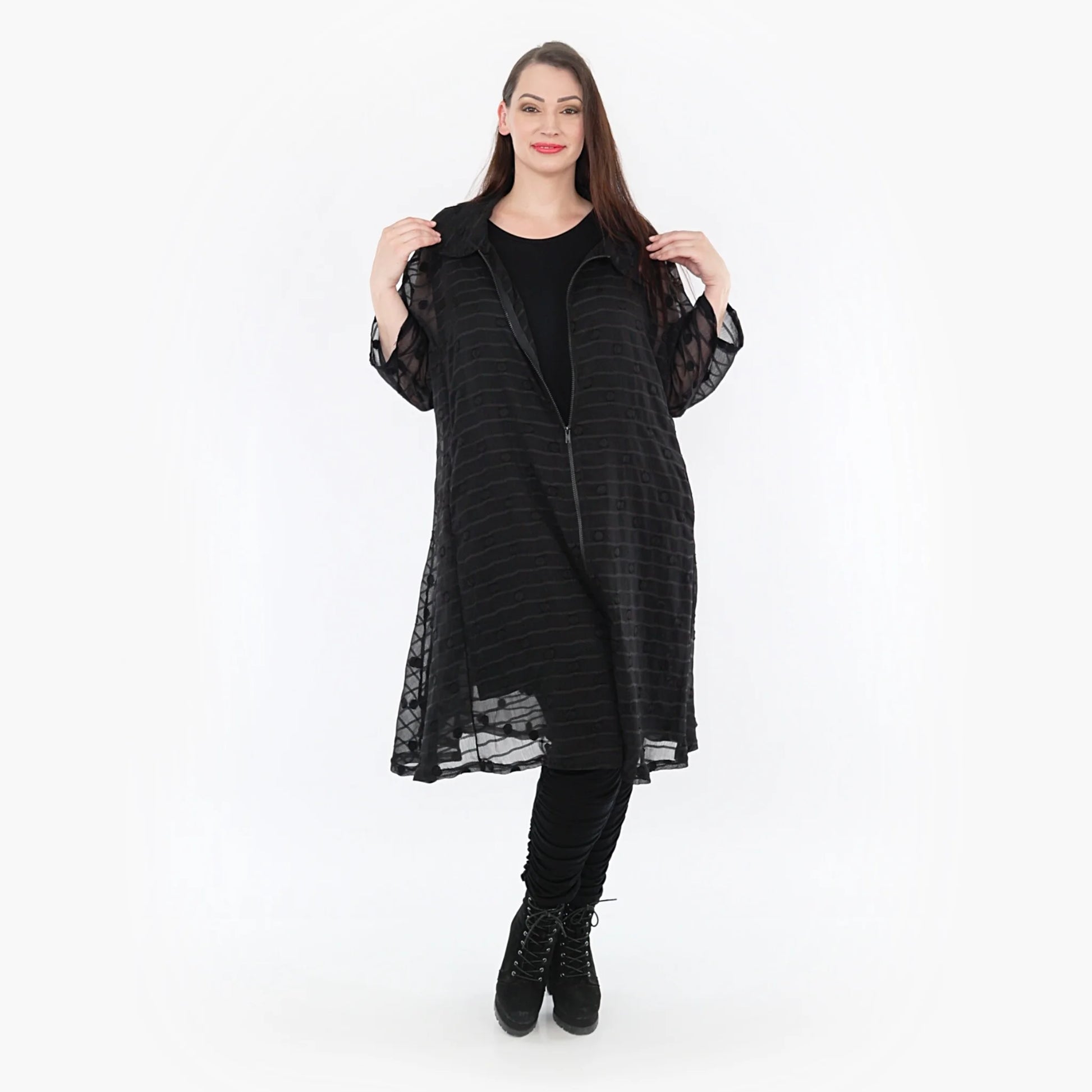  A-Form Bluse von AKH Fashion aus Materialmix, 1316.06606, Schwarz, Streifen, Ausgefallen