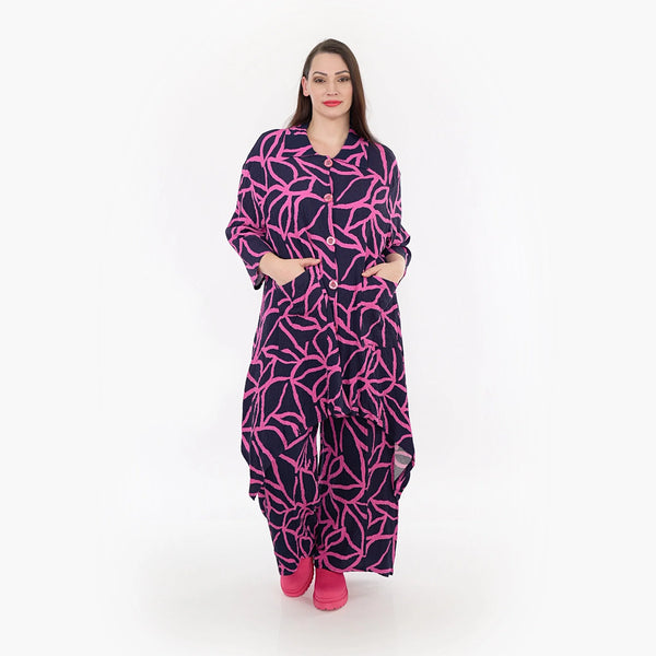  A-Form Jacke von AKH Fashion aus Viskose, 1317.06935, Marine-Fuchsia, Grafik, Schick
