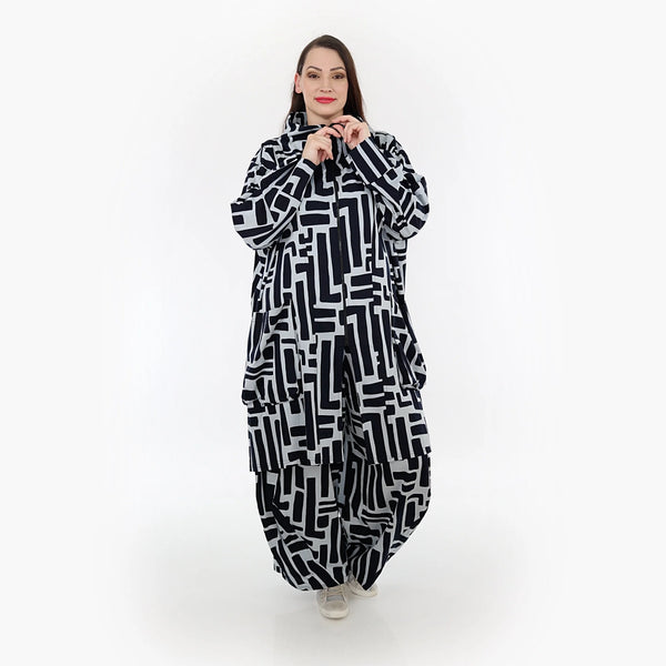  AKH Fashion Mantel in Vokuhila-Form, aus Viskose, 1318.02276, Marine-Hellblau, Schick