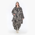  AKH Fashion Mantel in Vokuhila-Form, aus Viskose, 1318.02276, Schwarz-Ecru, Schick