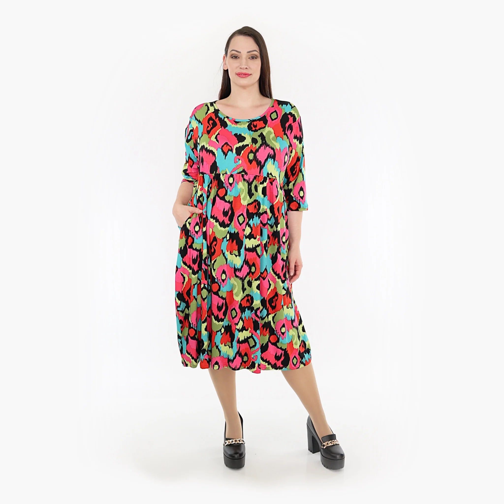  Ballonkleid von AKH Fashion aus Viskose, 1319.06698, Mehrfarbig, Farbmix, Schick, Modern