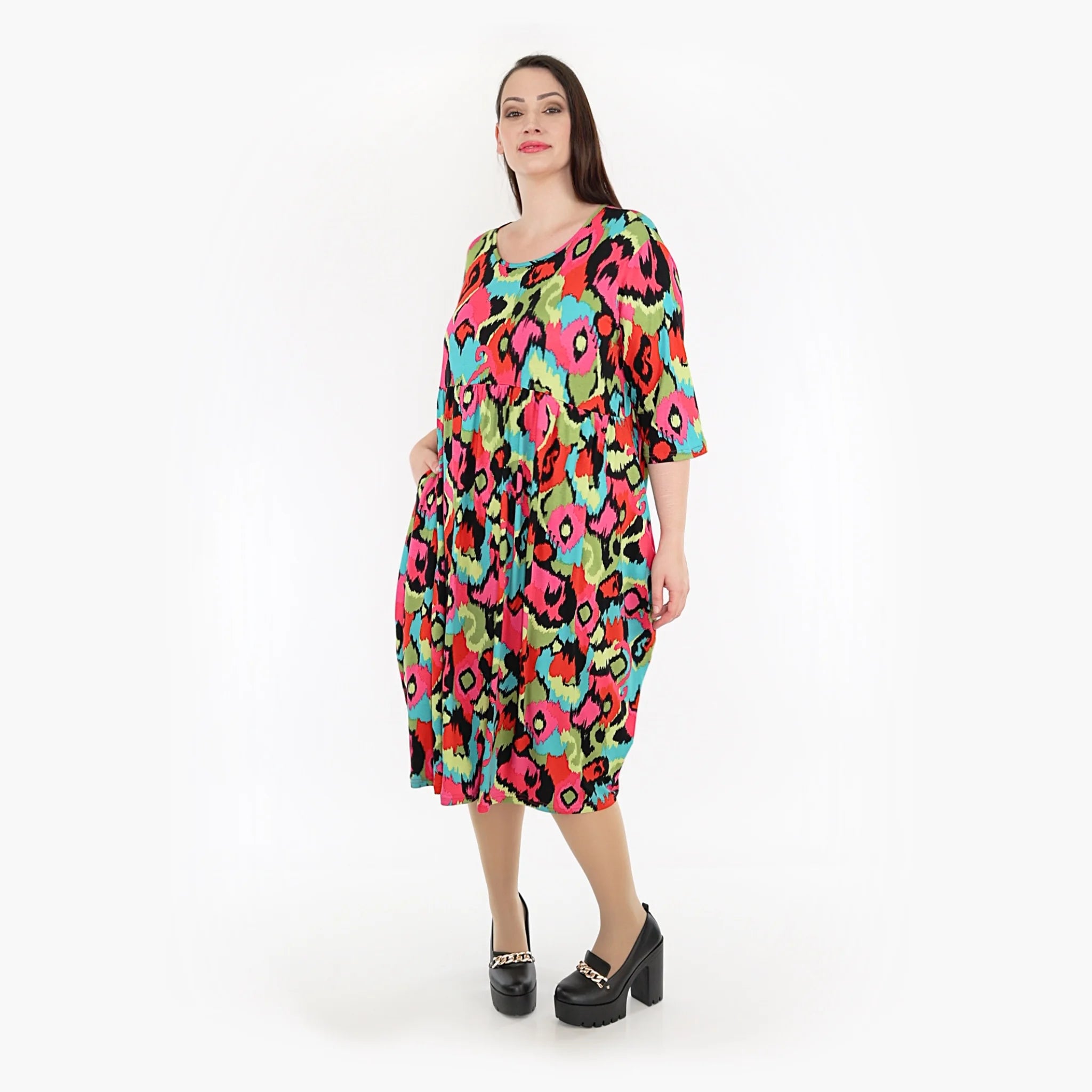  Ballonkleid von AKH Fashion aus Viskose, 1319.06698, Mehrfarbig, Farbmix, Schick, Modern