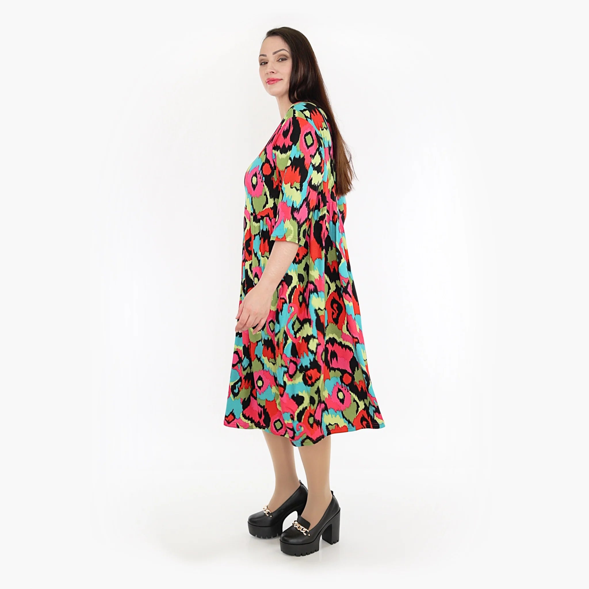  Ballonkleid von AKH Fashion aus Viskose, 1319.06698, Mehrfarbig, Farbmix, Schick, Modern