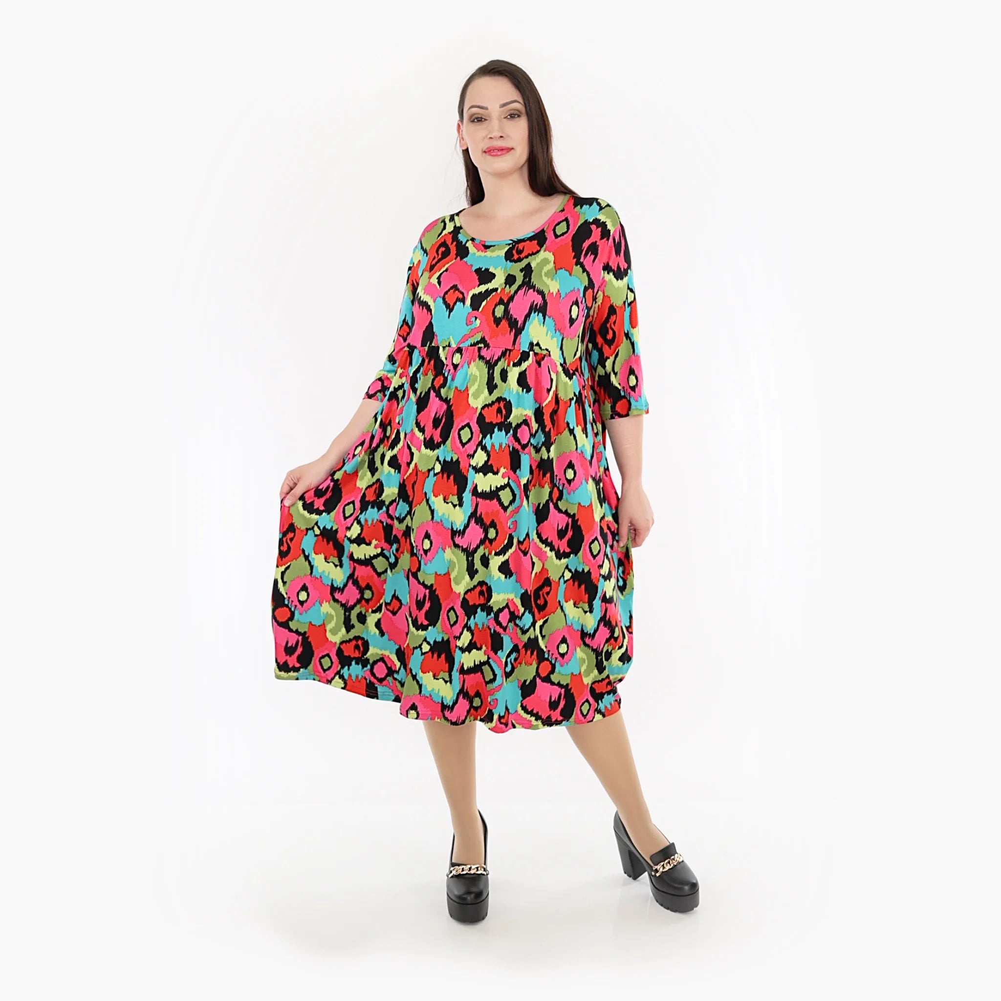 Ballonkleid von AKH Fashion aus Viskose, 1319.06698, Mehrfarbig, Farbmix, Schick, Modern