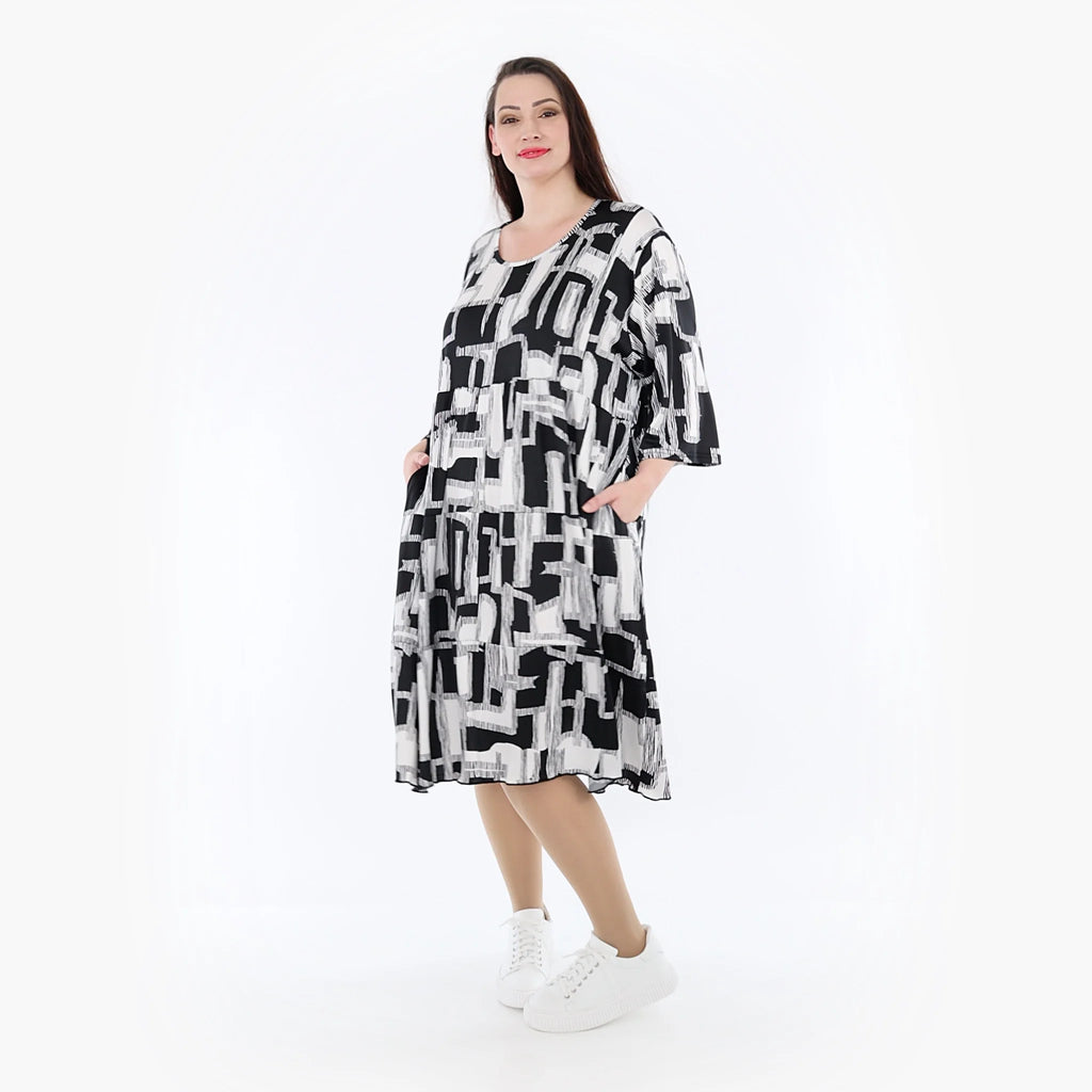  Ballonkleid von AKH Fashion aus Viskose, 1323.06698, Schwarz-Weiß, Schick, Modern, Bequem