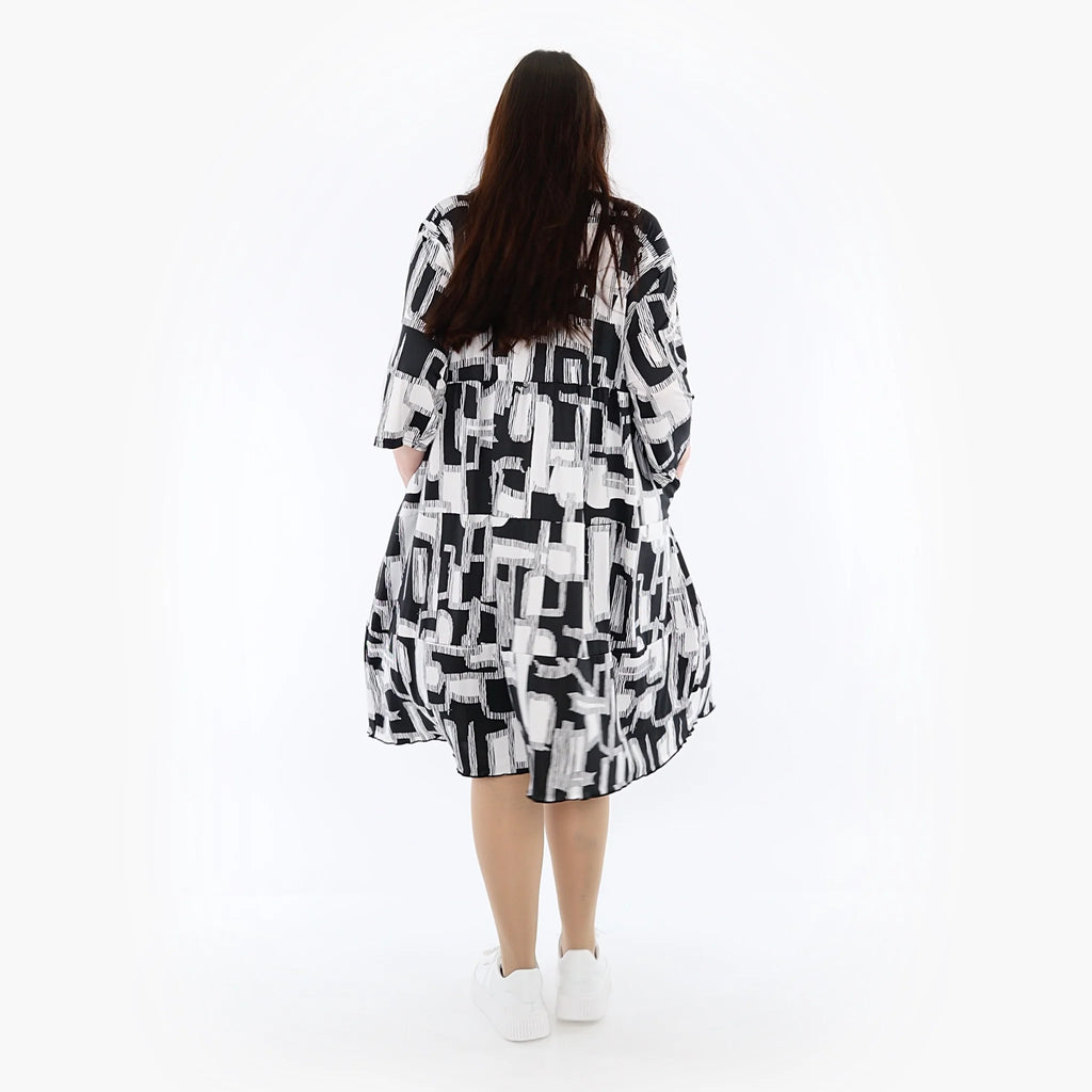  Ballonkleid von AKH Fashion aus Viskose, 1323.06698, Schwarz-Weiß, Schick, Modern, Bequem