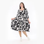  Ballonkleid von AKH Fashion aus Viskose, 1323.06698, Schwarz-Weiß, Schick, Modern, Bequem