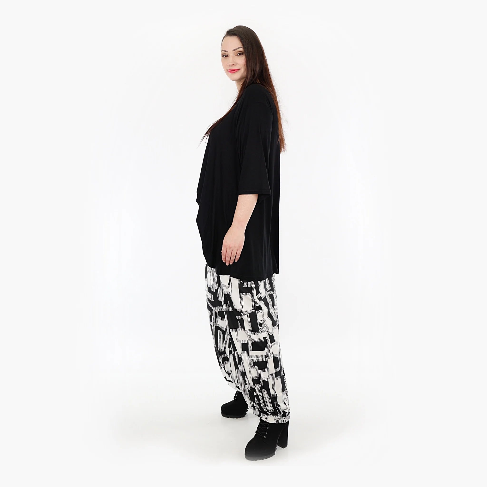  Ballonhose von AKH Fashion aus Viskose, 1323.08067, Schwarz-Weiß, Schick, Modern, Bequem