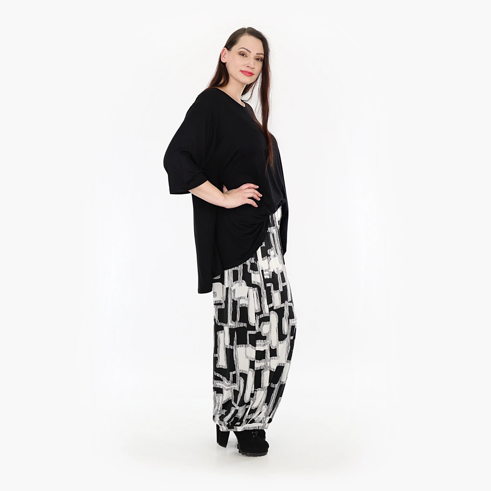  Ballonhose von AKH Fashion aus Viskose, 1323.08067, Schwarz-Weiß, Schick, Modern, Bequem