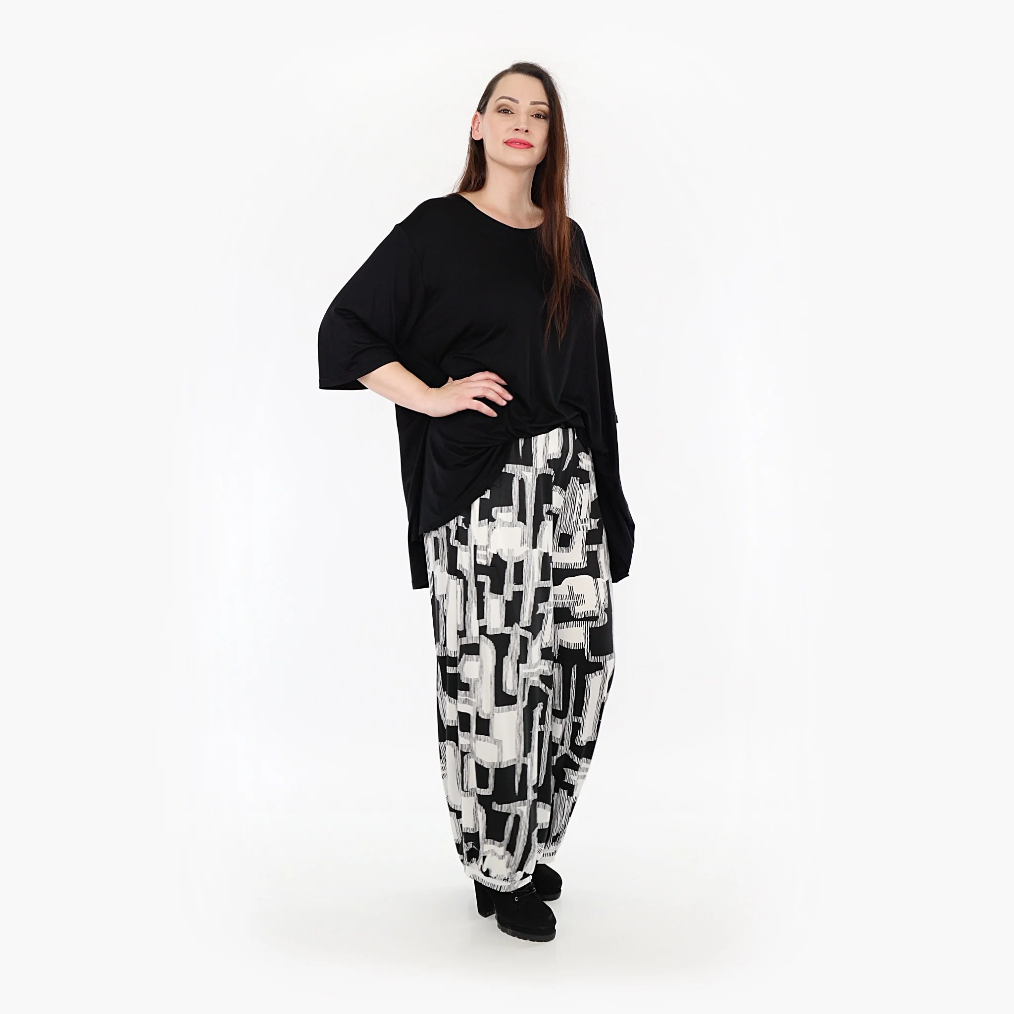  Ballonhose von AKH Fashion aus Viskose, 1323.08067, Schwarz-Weiß, Schick, Modern, Bequem
