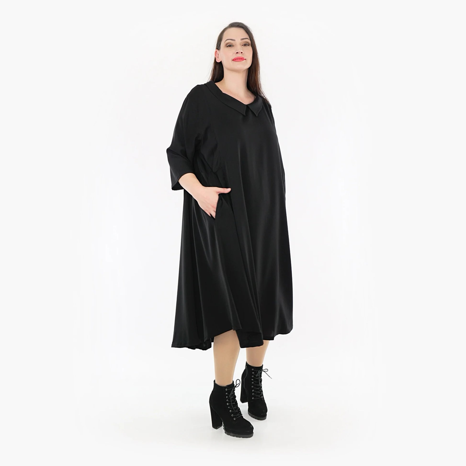  A-Form Kleid von AKH Fashion aus Viskose, 1325.06958, Schwarz, Unifarben, Schick, Modern