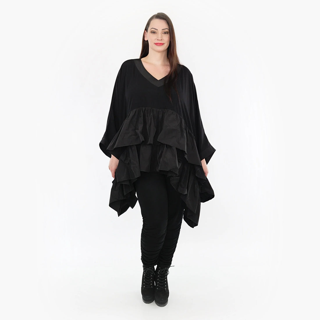  Bigshirt von AKH Fashion aus Baumwolle in kastiger Form, 1326.06960, Schwarz, Schick, Modern