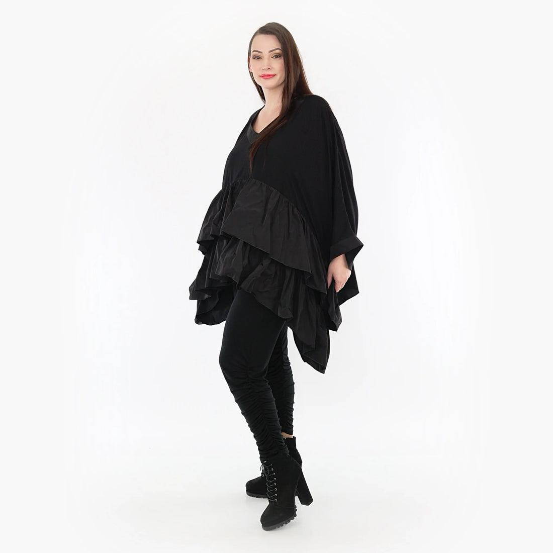  Bigshirt von AKH Fashion aus Baumwolle in kastiger Form, 1326.06960, Schwarz, Schick, Modern