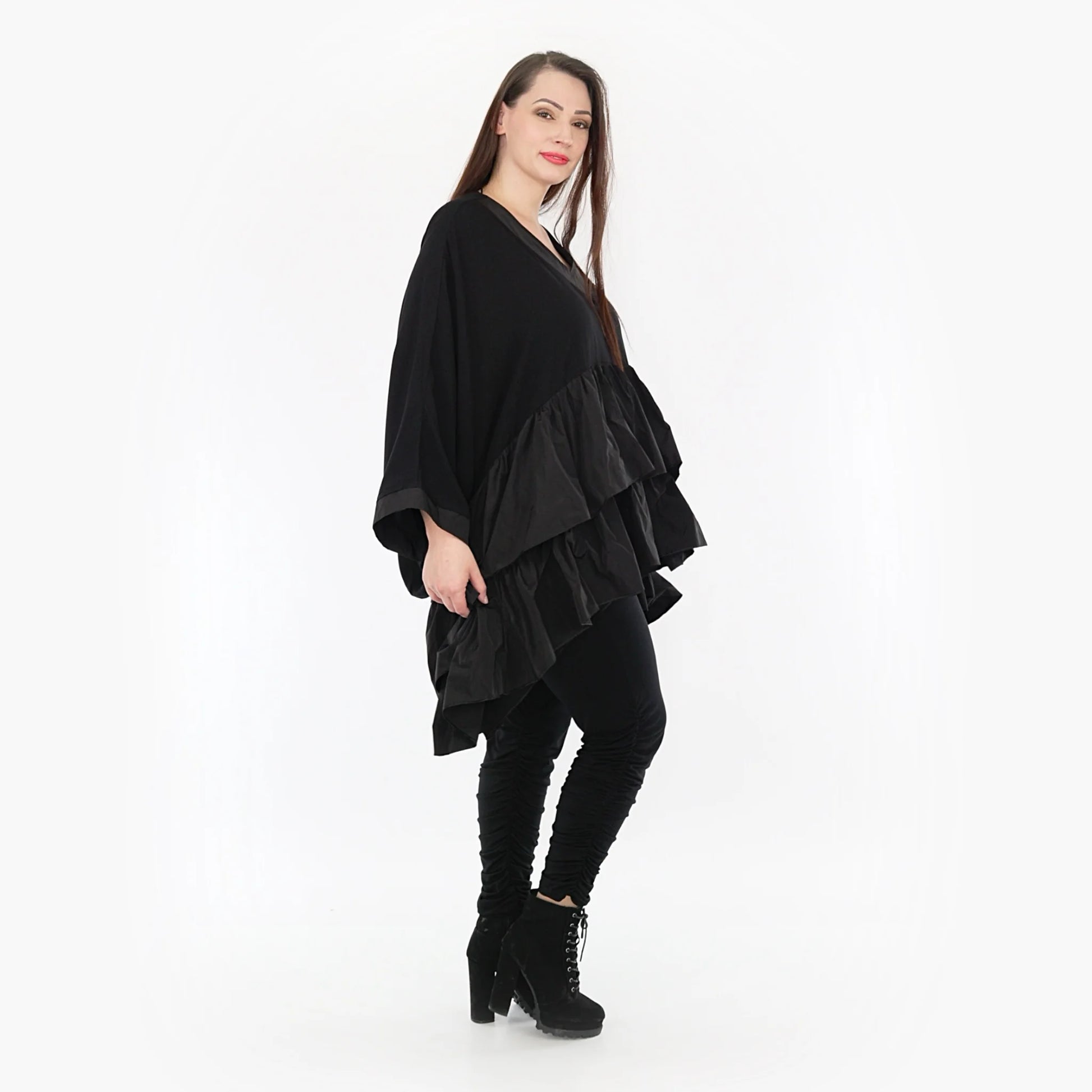  Bigshirt von AKH Fashion aus Baumwolle in kastiger Form, 1326.06960, Schwarz, Schick, Modern